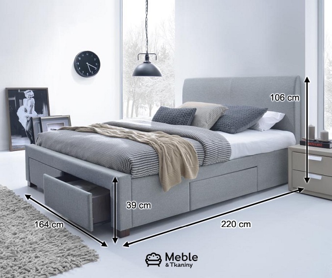 Łóżko tapicerowane MODENA 160x200 popiel