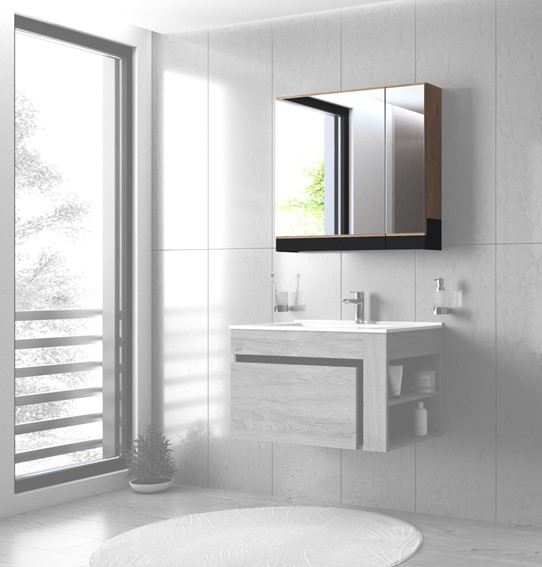 Szafka Lustrzana DUESA 80/2D Dąb Złoty