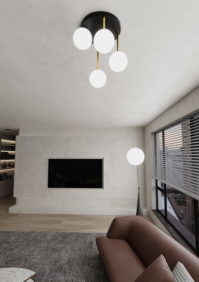 Lampa Sufitowa DOLCE 4 Czarny/Opal