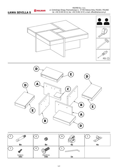 Ława SEVILLA S Dąb Cremona/Kaszmir