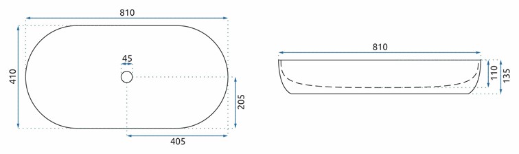 Umywalka Nablatowa CLEO 81 AIAX SHINY Biały