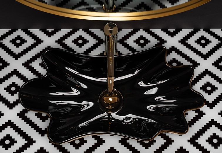 Umywalka Nablatowa INFINITY Złoty/Czarny