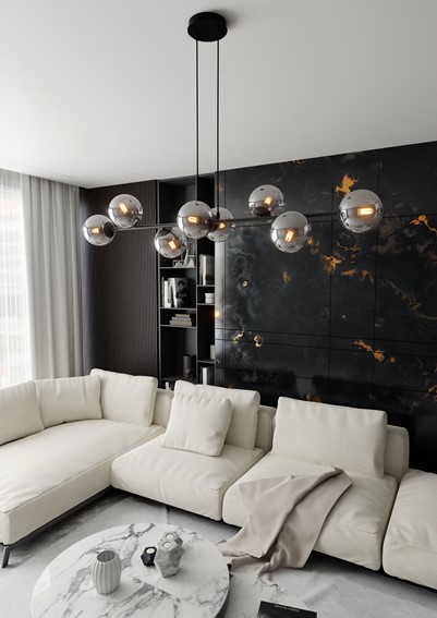 Lampa Wisząca ROSSI 8 Czarny/Grafitowy