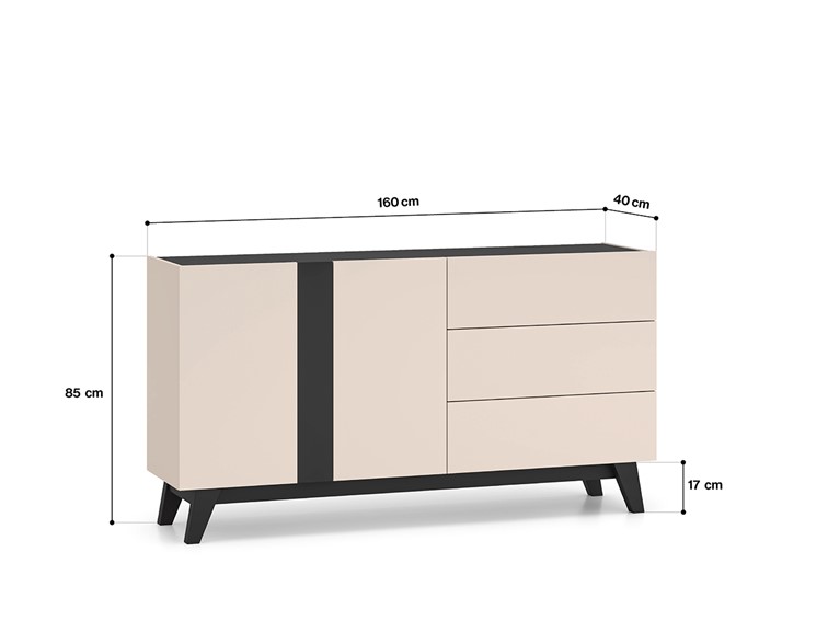 Komoda FRESHION 03 Cashmere/Czarny