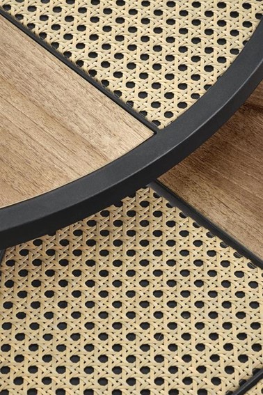 Zestaw 2 Ław GERMINA fi70/fi50 Czarny/Dąb Złoty