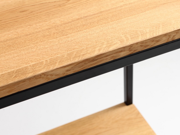 Konsola Julita Solid Wood 75-2F 100x30 Dąb/Czarny