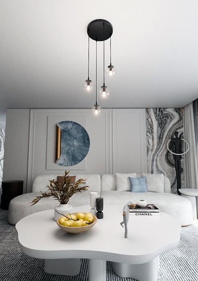 Lampa Wisząca COSMO 4 PREMIUM Czarny/Transparentny