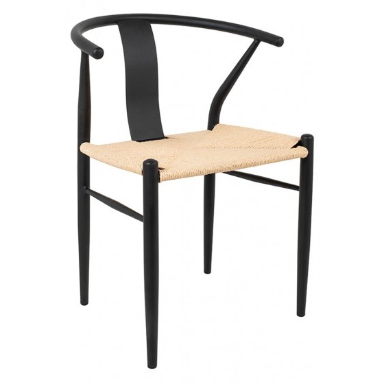 Krzesło WISHBONE METAL Czarny/Naturalny