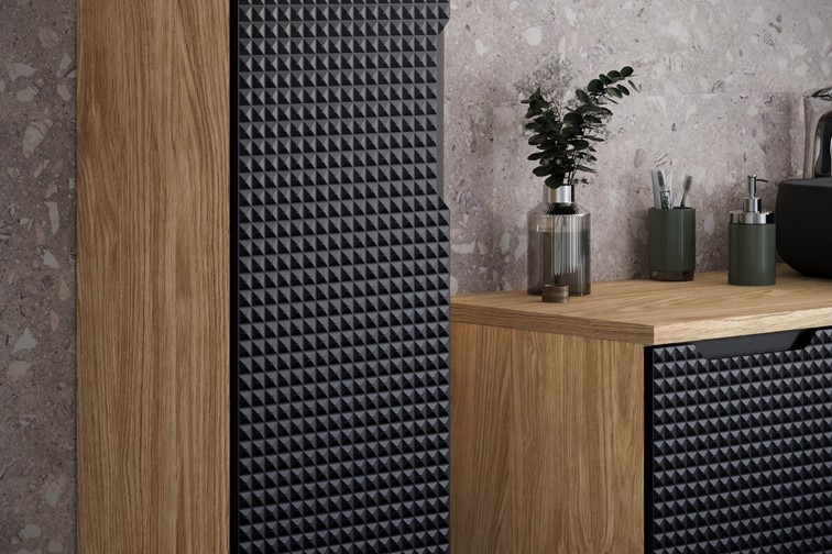 Szafka Wysoka LUXOR Dąb Olejowany/Czarny Mat