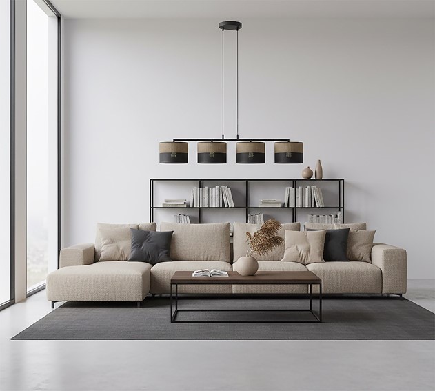 Lampa Wisząca KARBON 4 Czarny/Brązowy