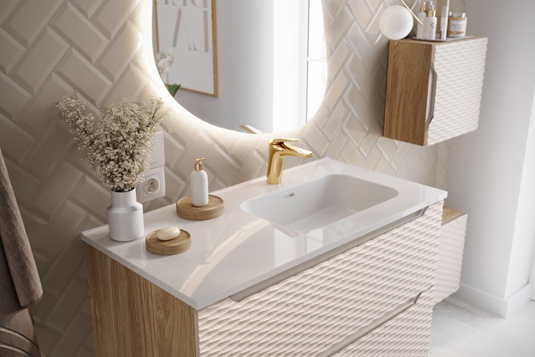 Bateria Umywalkowa Niska NIAGARA Złoty