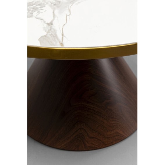 Stolik Kawowy CONO CERAMIC Fi70cm Biały/Brąz