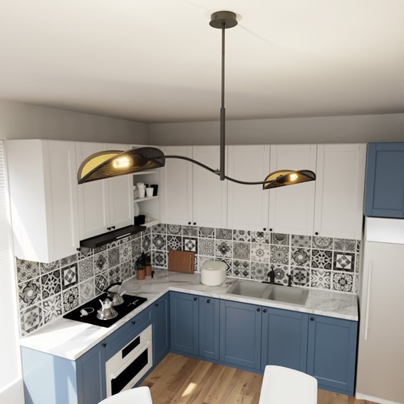 Lampa Wisząca LOTUS 2 Czarny/Złoty