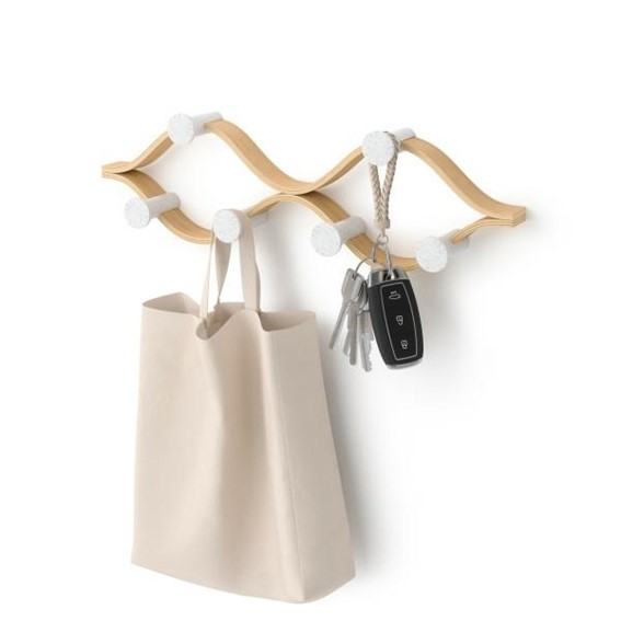 Wieszak na Ubrania MONTAGE 6 Biały/Naturalny