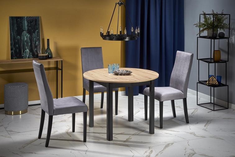 Stół Rozkładany RINGO (102-142)x102 Czarny/Dąb Artisan