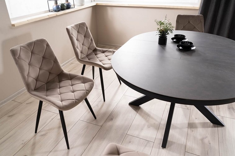 Stół Rozkładany PORTO (120-160)x120 Czarny/Ciemny Szary Efekt Marmuru