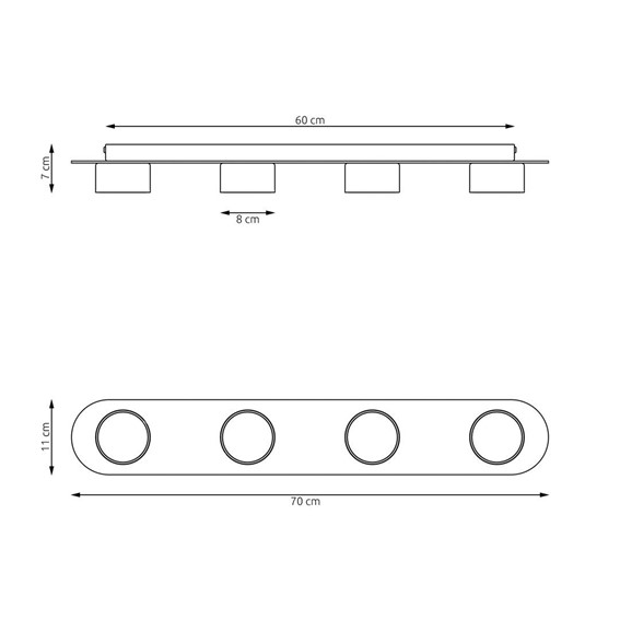 Lampa Sufitowa DIAZ 4 WOOD Czarny/Dąb