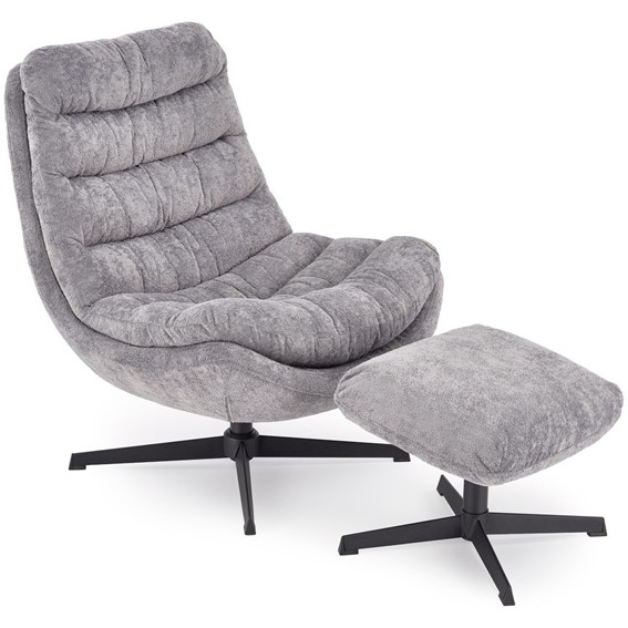 Fotel Wypoczynkowy OLYMPIC z Podnóżkiem Popielaty