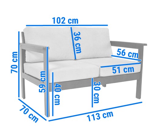 Sofa Ogrodowa BELLA 2 Osobowa Brązowy/Beżowy