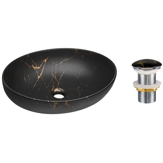 Zestaw Umywalkowy z Korkiem Click-Clack MONA Czarny/Złoty