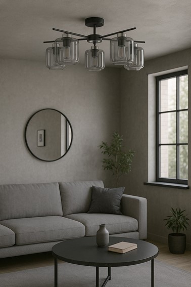 Lampa Sufitowa PIEGA K-5517 Czarny/Grafitowy/Srebrny