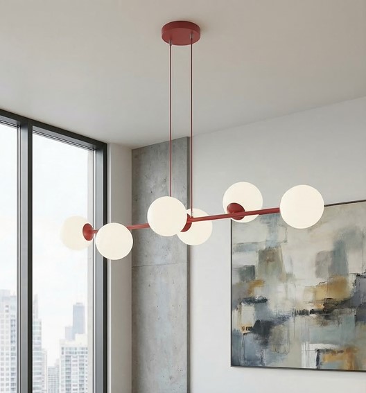 Lampa Wisząca MAGNUS 6 Burgundowy/Biały