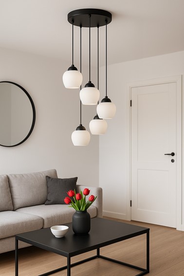 Lampa Wisząca ABRO K-5602 Czarny/Biały