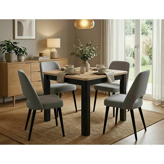 Stół Rozkładany OSKAR (200-80)x80cm Dąb Artisan/Czarny Mat