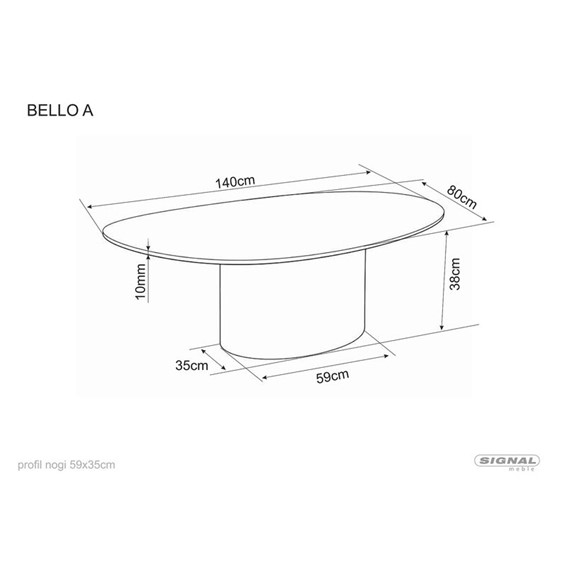Ława BELLO A 120x80cm Czarny Połysk/Miedziany