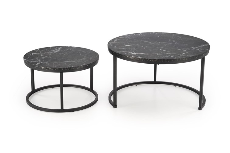 Zestaw 2 Ław JAVA Czarny/Czarny Marmur