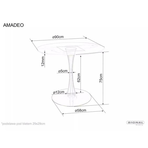 Stół AMADEO Fi90cm Beż Mat/Kaszmir