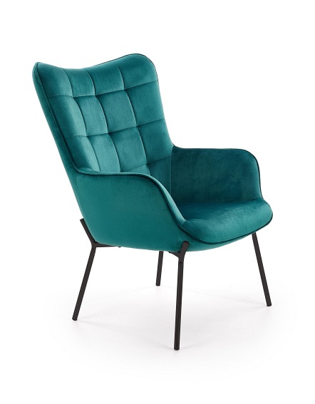 CASTEL fotel wypoczynkowy czarny / zielony