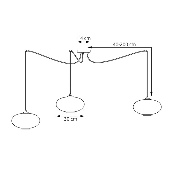 Lampa Wisząca ORIGO 3 Czarny/Opal