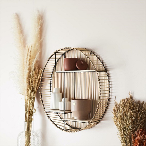 Półka BALI BOHO Okrągła Wisząca 53x53x12 Naturalny/Czarny