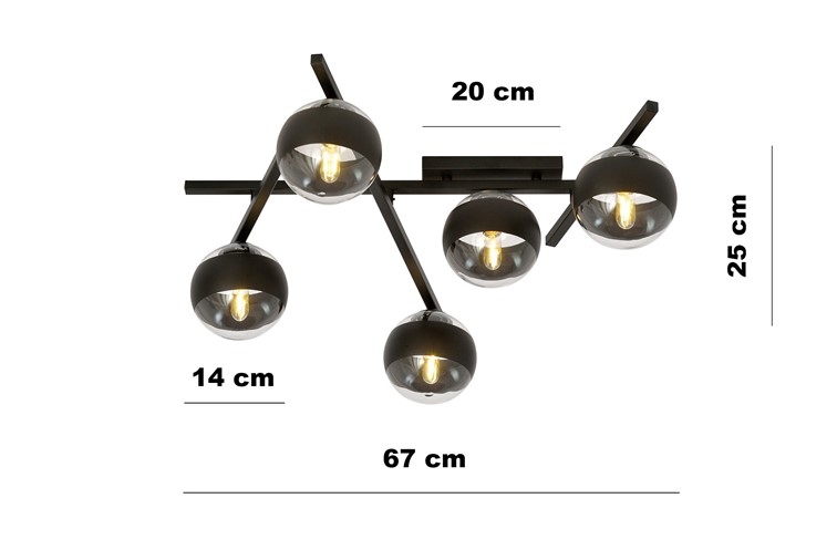 Lampa Sufitowa SMART 5 SRTIPE Czarny