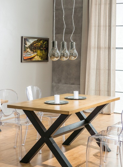 Stół XAVIERO 150x90 Okleina Czarny/Naturalny