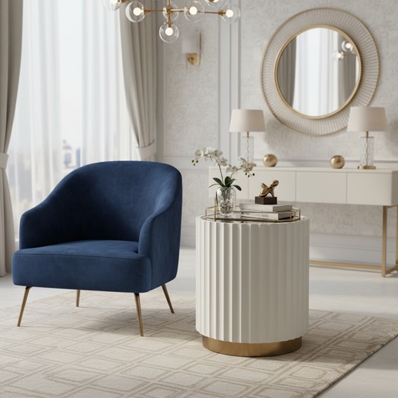 Stolik STILIG ST708 Fi45cm Biały/Złoty