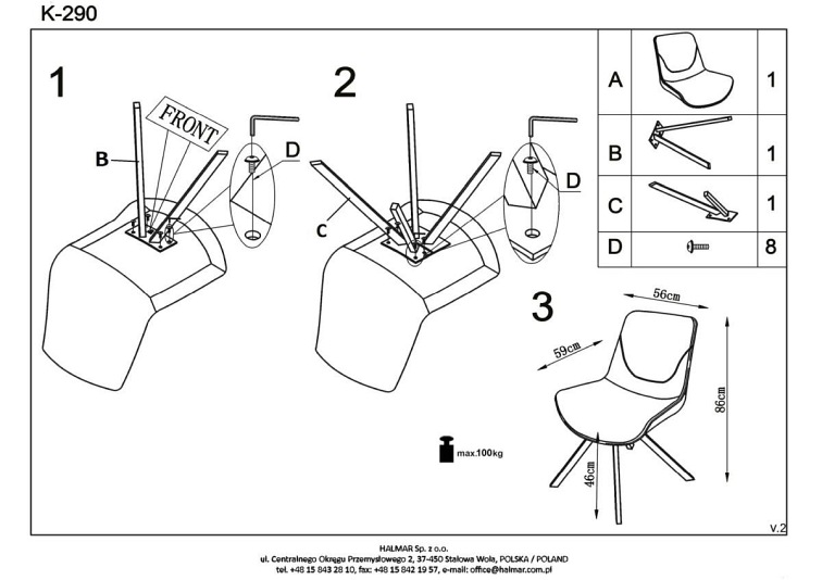 Krzesło K290 Popielaty/Złoty Antyczny