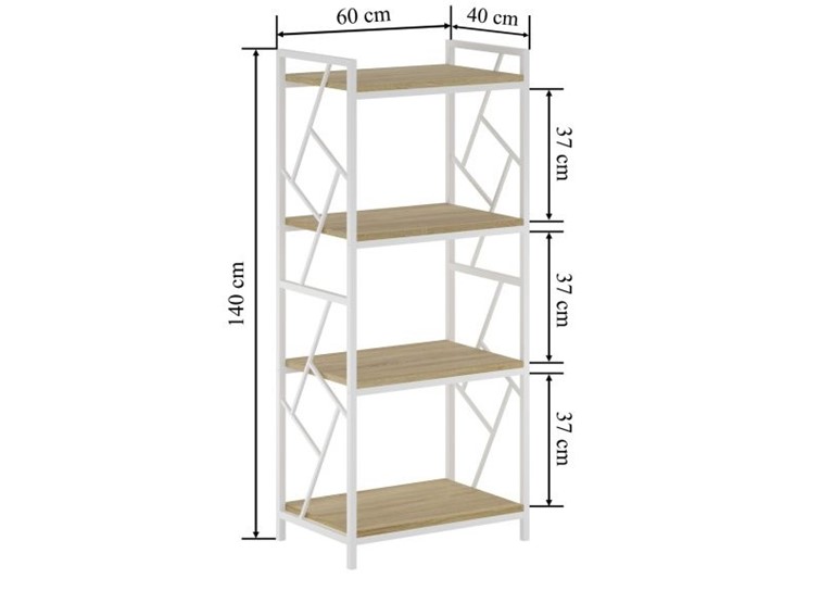 Regał R2(4P)-FX Dąb Naturalny/Biały