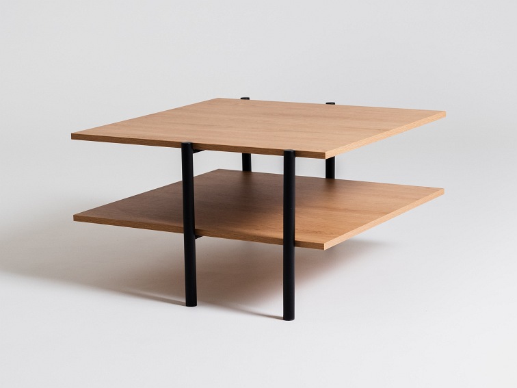 Stół  Kawowy Rave Basic 80x80 Dąb/Czarny