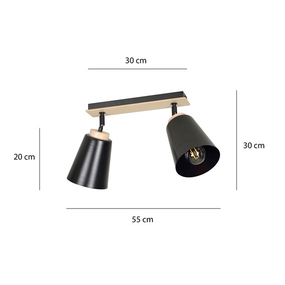 Lampa Sufitowa ATLAS 2 Czarny