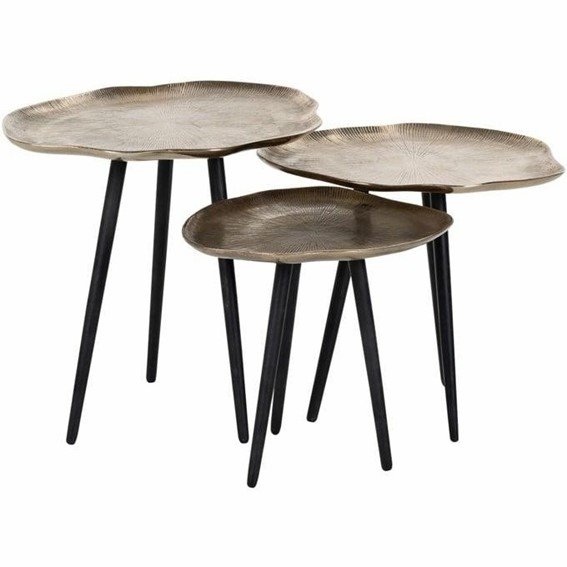 Zestaw Stolików VOLENTA fi51 Czarny/Zloty