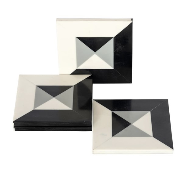 Zestaw Podkładek pod Kubki LOUEL Czarny/Biały