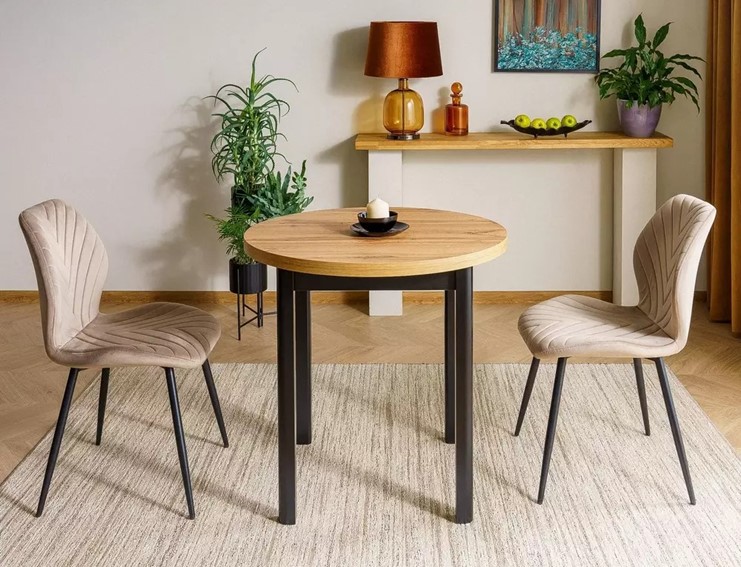 Stół ADAM fi80 Dąb Artisan/Czarny Mat