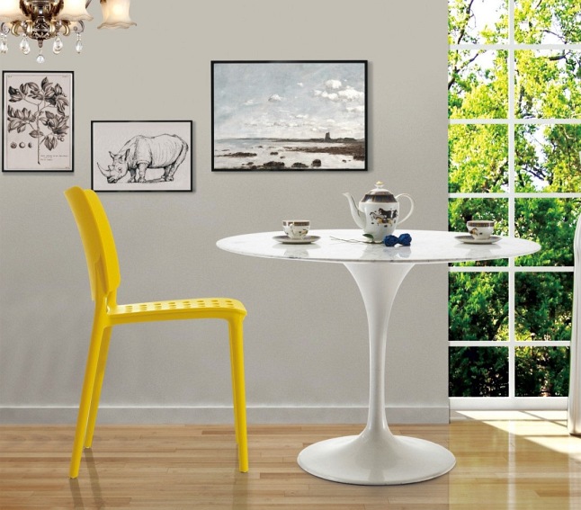 Stół TULIP MARBLE fi120 Biały/Marmur