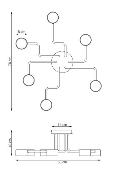 Lampa Sufitowa KURAGE 6 Czarny