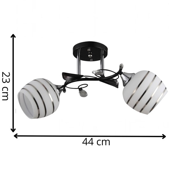 Żyrandol MILTON 2 Czarny/Biały/Srebrny