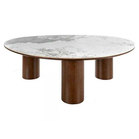 Ława ADELIS 110x80cm Biały Połysk/Orzech