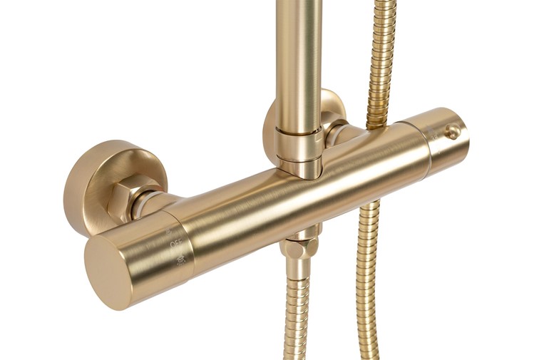 Zestaw Natryskowy PAROT z Termostatem Złoty Szczotkowany