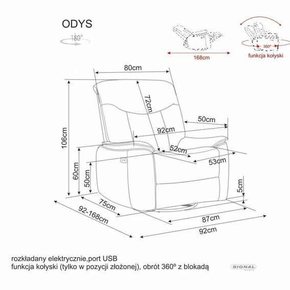 Fotel Rozkładany ODYS RAVEN Szary